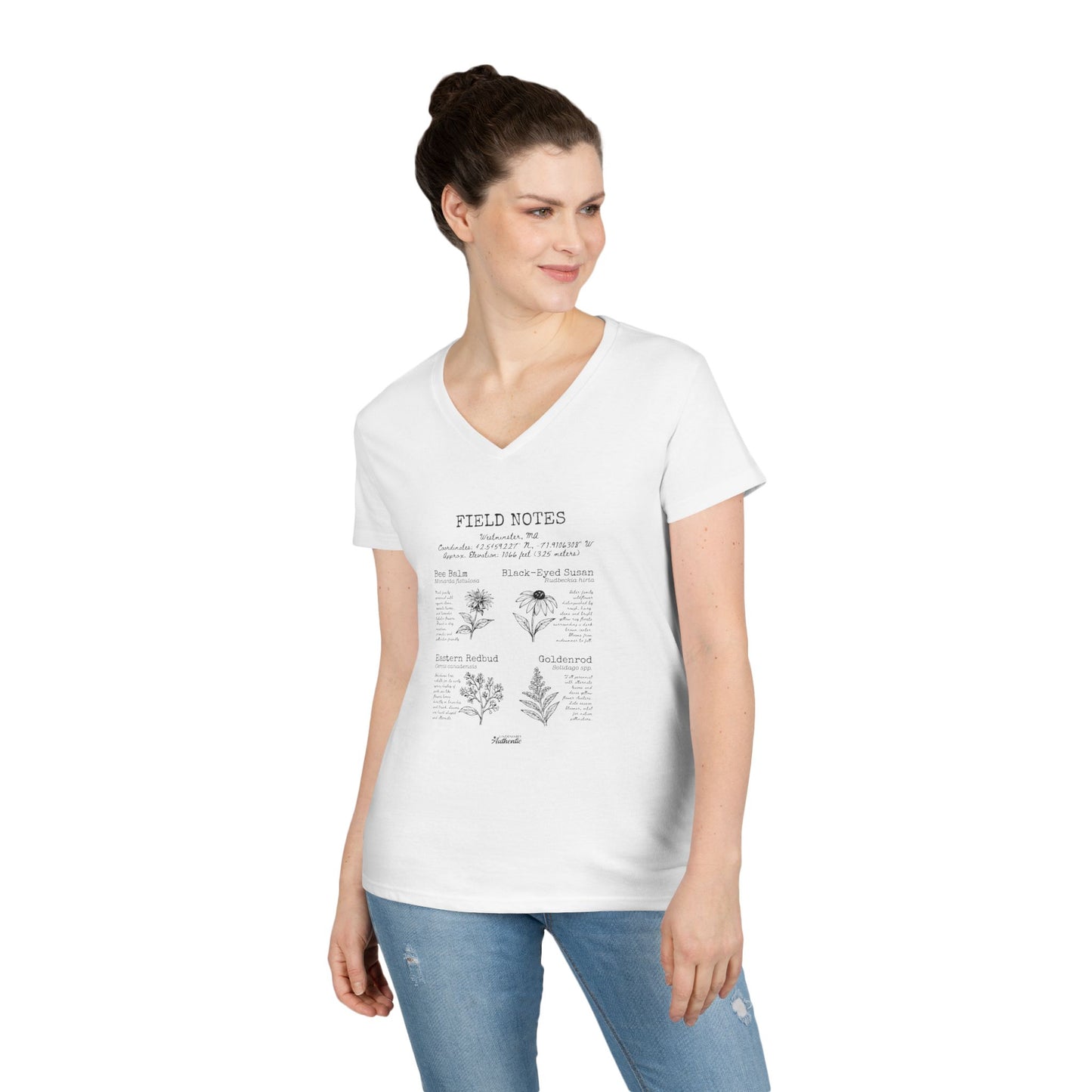 Westminster Rustic Plant Field Notes V-Neck T-Shirt Design