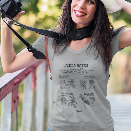 Loxahatchee Rustic Plant Field Notes V-Neck T-Shirt