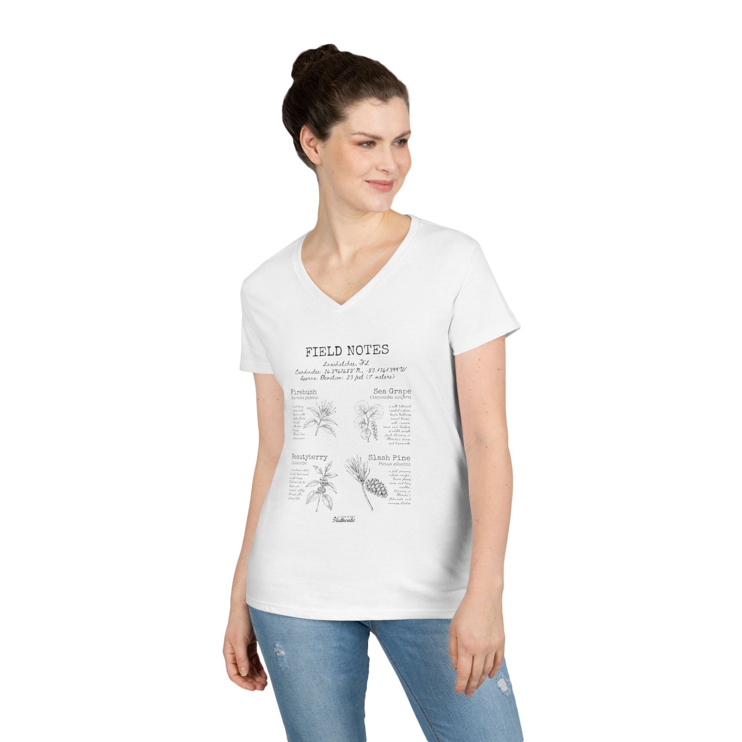 Loxahatchee Rustic Plant Field Notes V-Neck T-Shirt