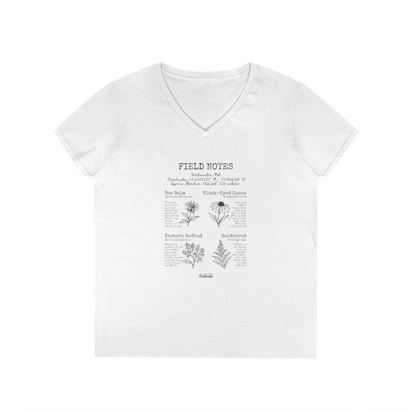 Westminster Rustic Plant Field Notes V-Neck T-Shirt Design