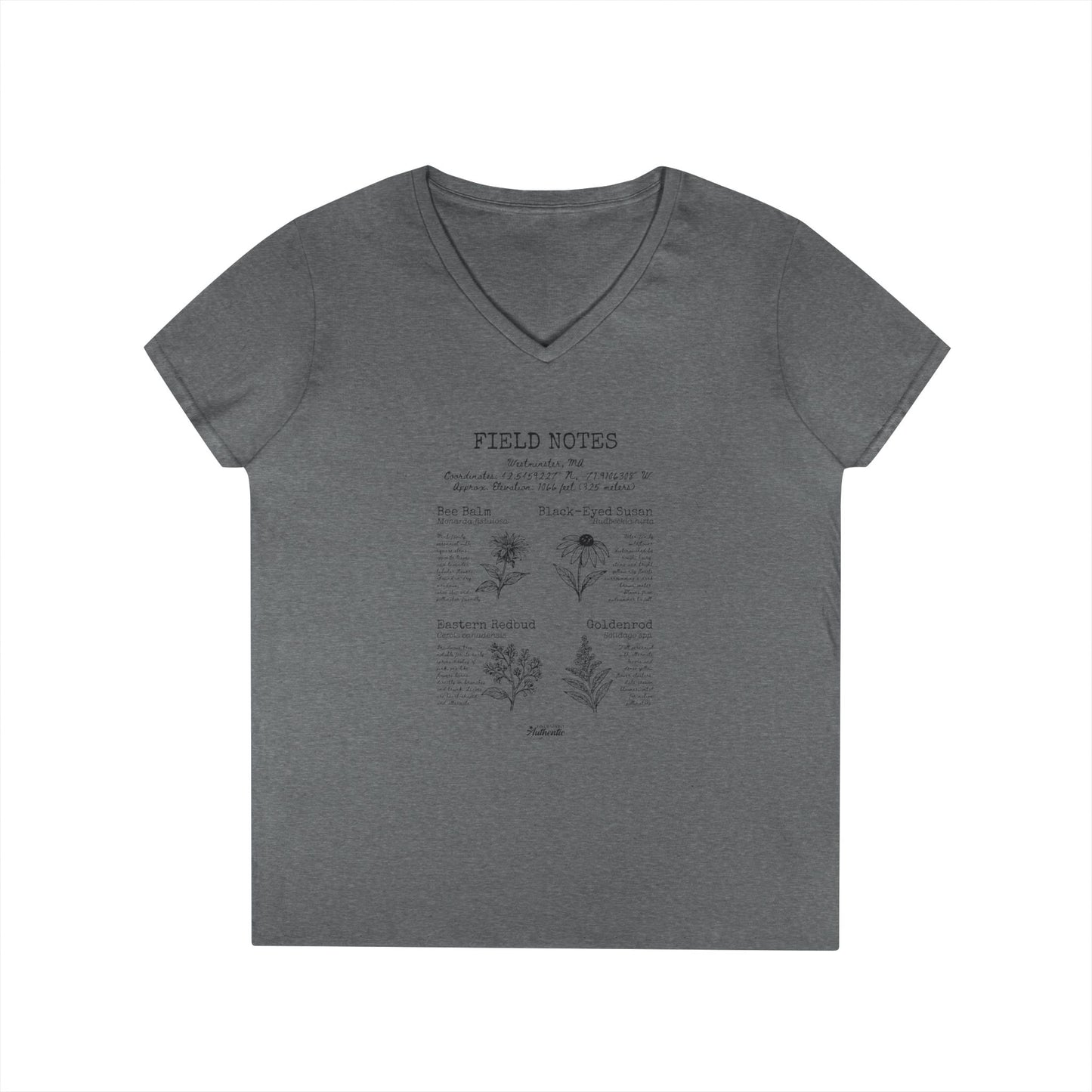 Westminster Rustic Plant Field Notes V-Neck T-Shirt Design