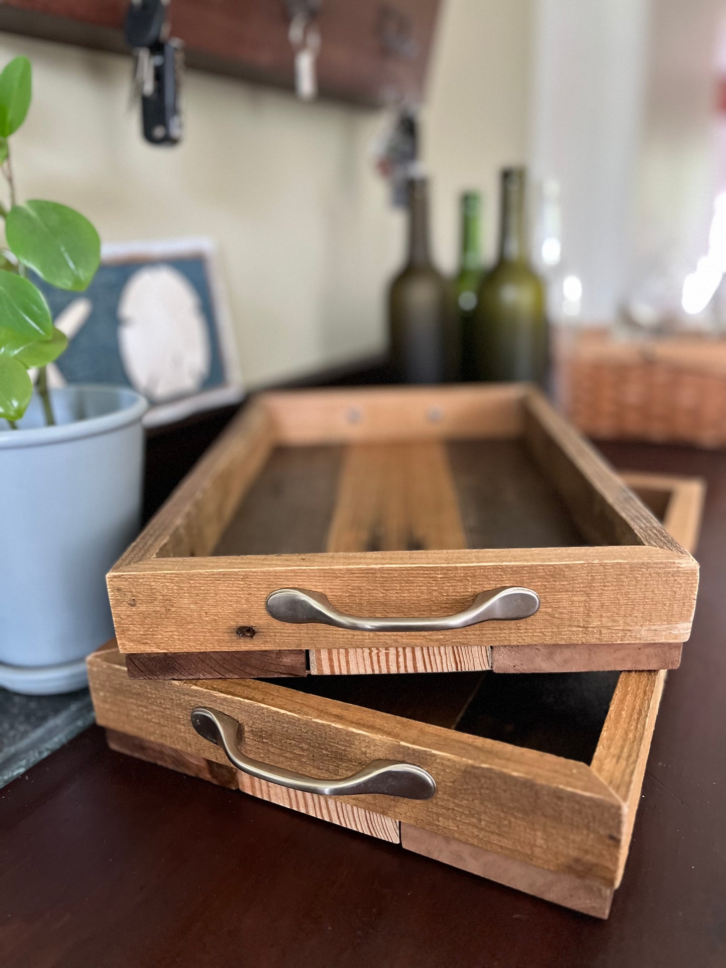 Hand Made Reclaimed Wood Casserole Carrying Tray